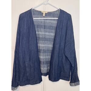 Eileen Fisher Denim Look 100% Organic Cotton Cardigan Size L